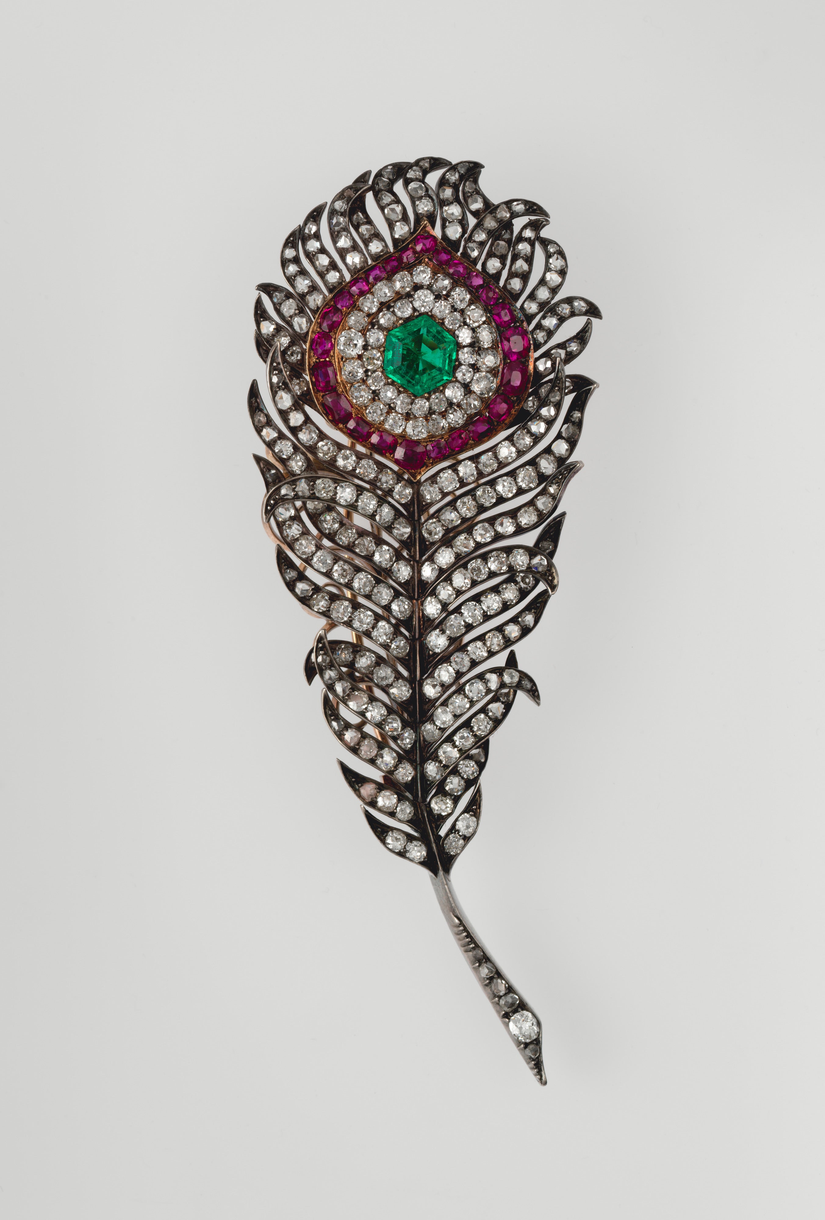 Peacock feather brooch