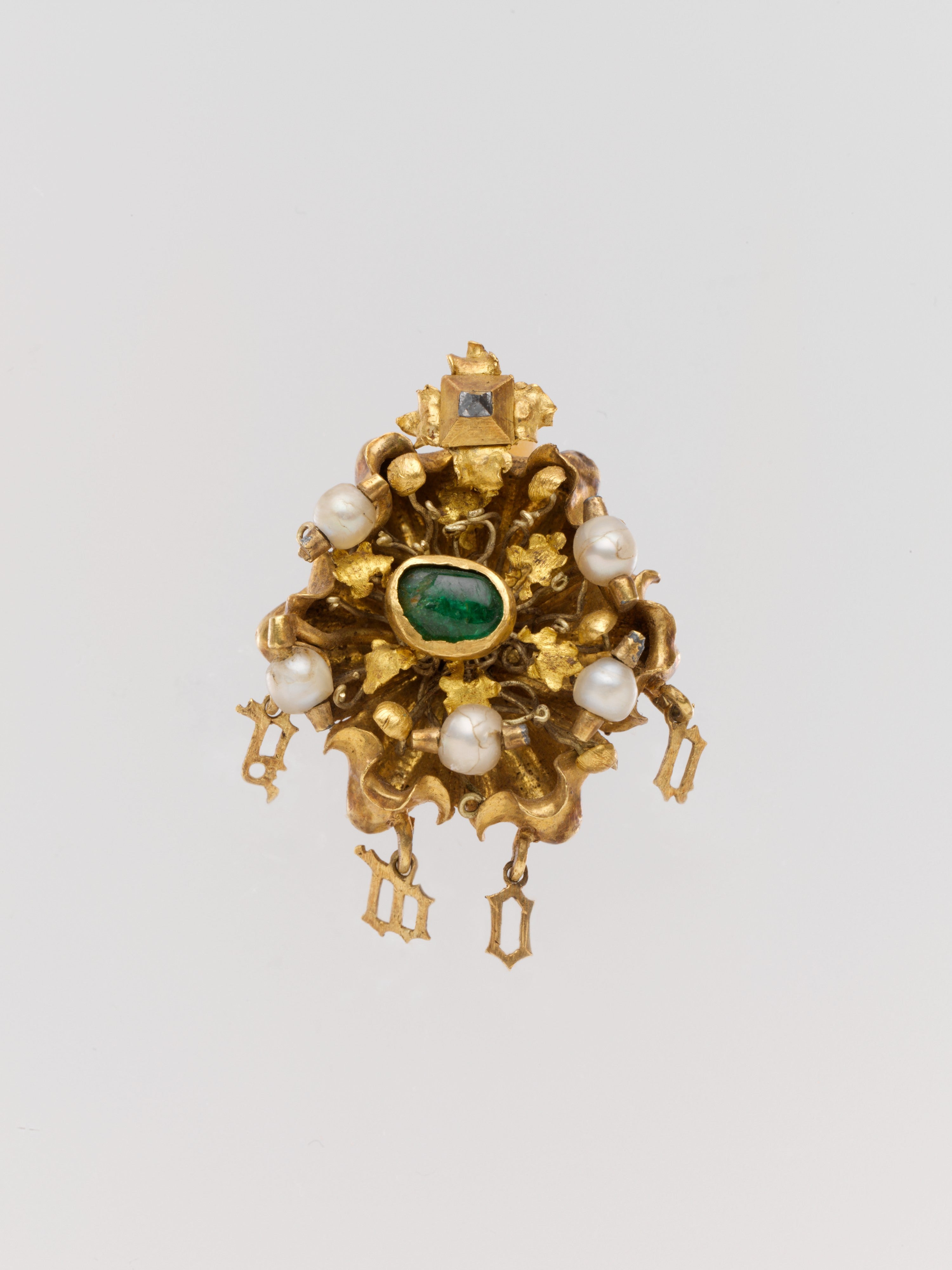 Cluster Brooch with Letters Spelling "Amor"