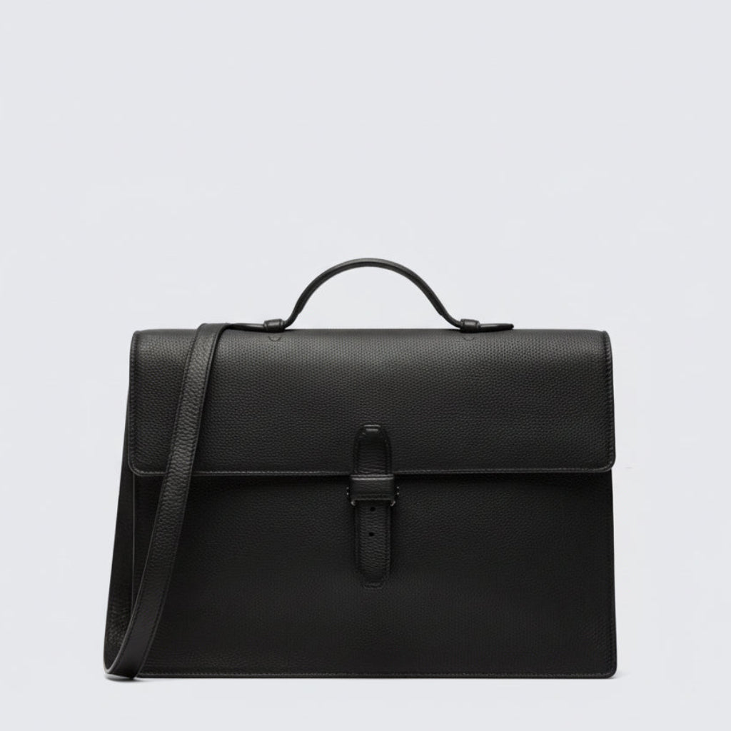 Brioni, Black Grained Leather Briefcase
